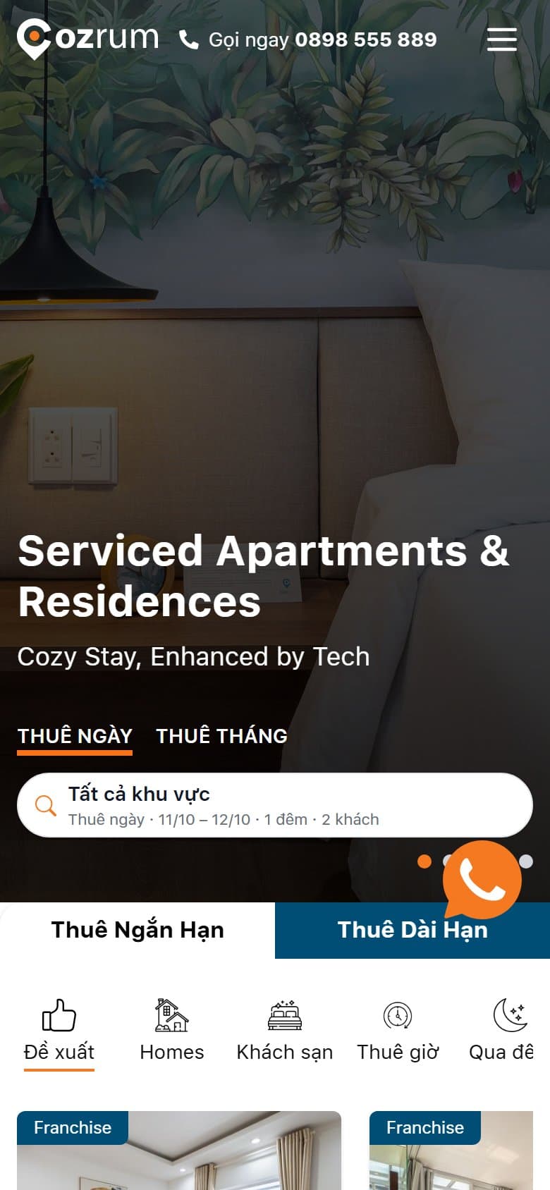 Cozrum homepage on a phone